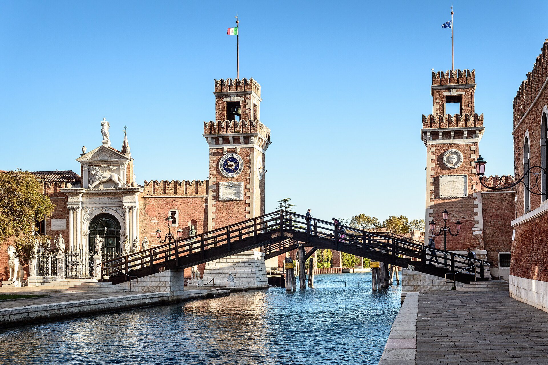 The Arsenale's gate towers and the wooden bridge over its canal