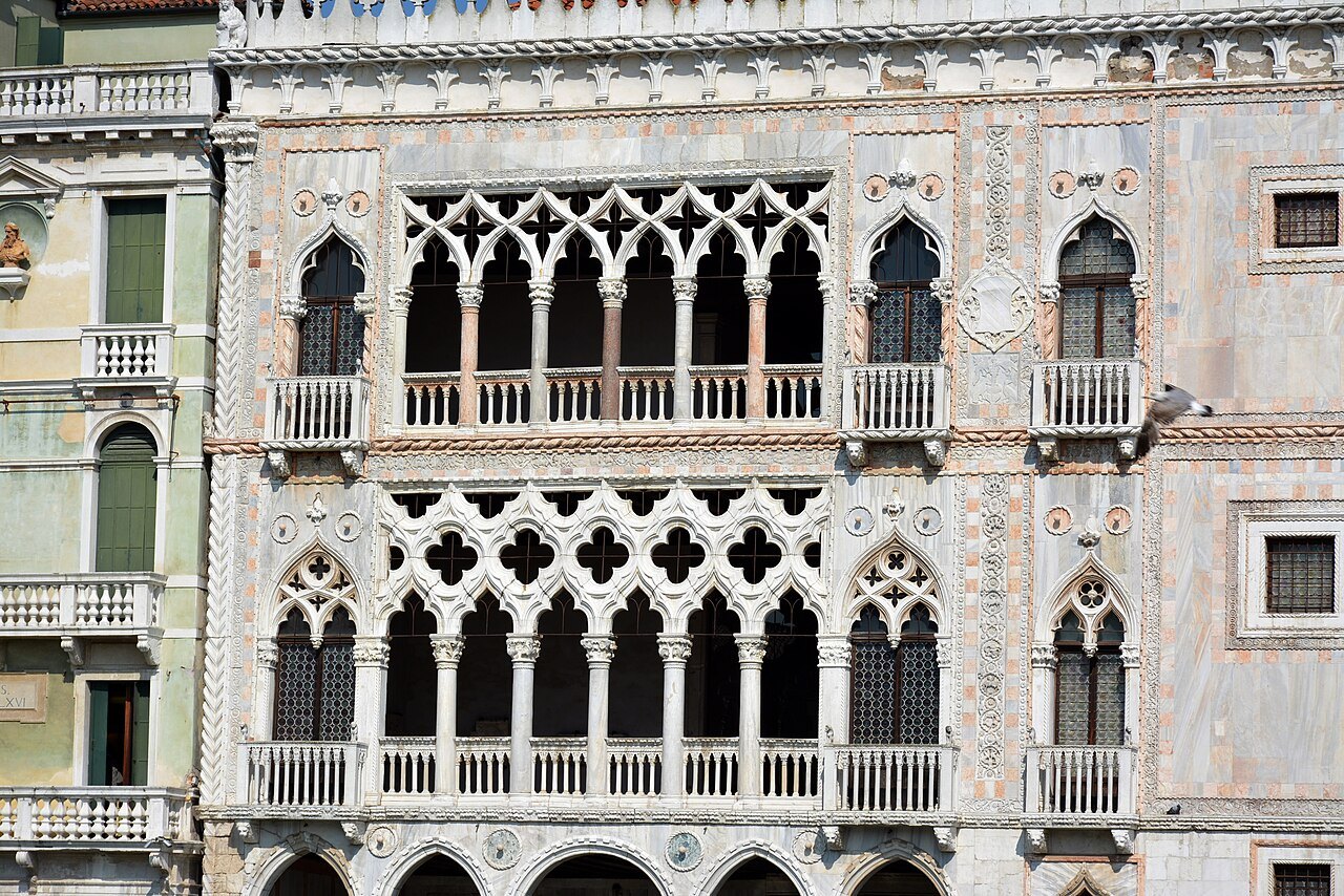 The upper loggias of the Ca' d'Oro, carved like stone lace