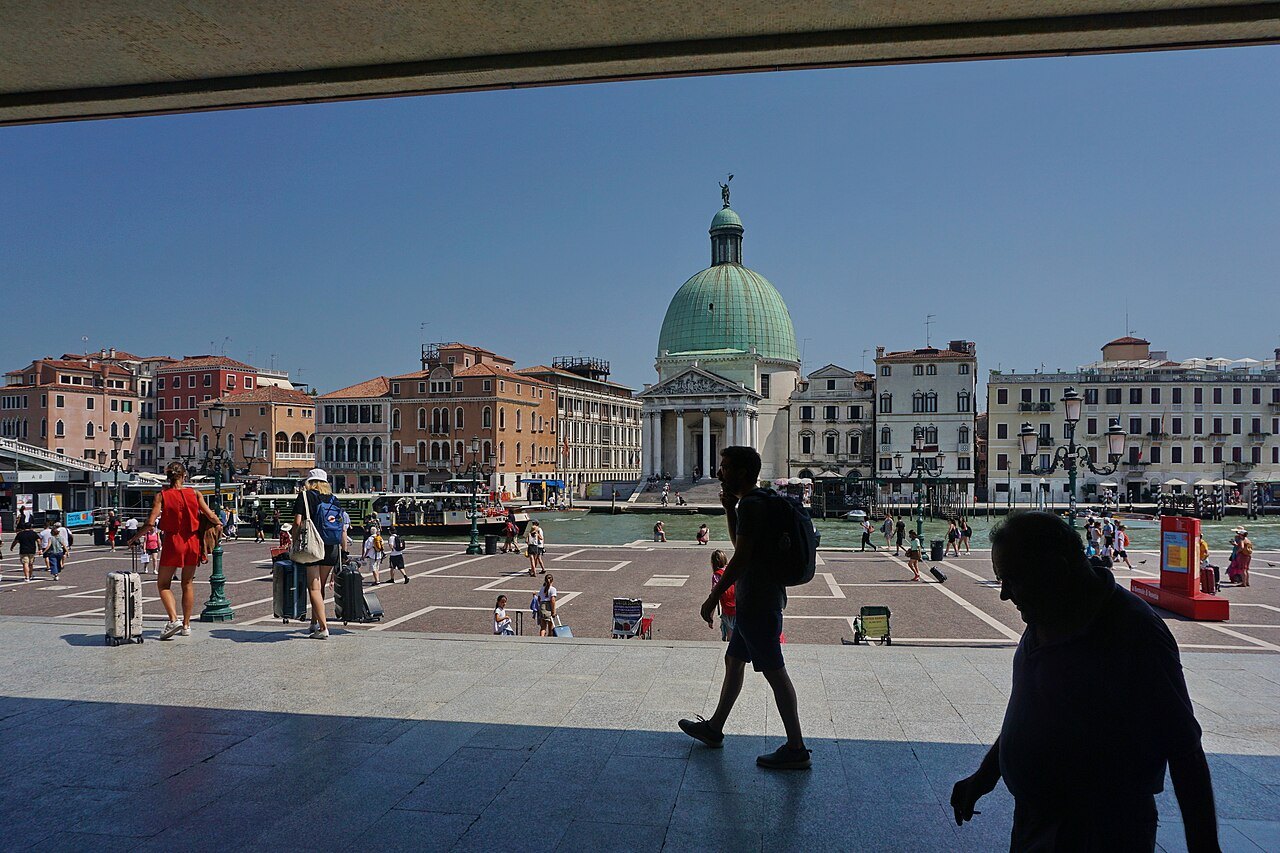 Looking out from the station steps to San Simeone Piccolo across the Grand Canal