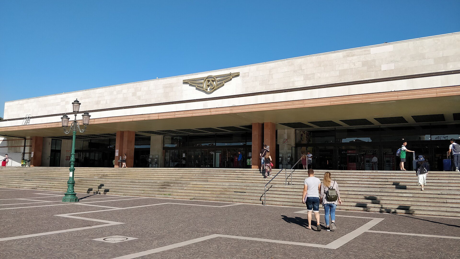 The front of Santa Lucia station, its steps down to the canal