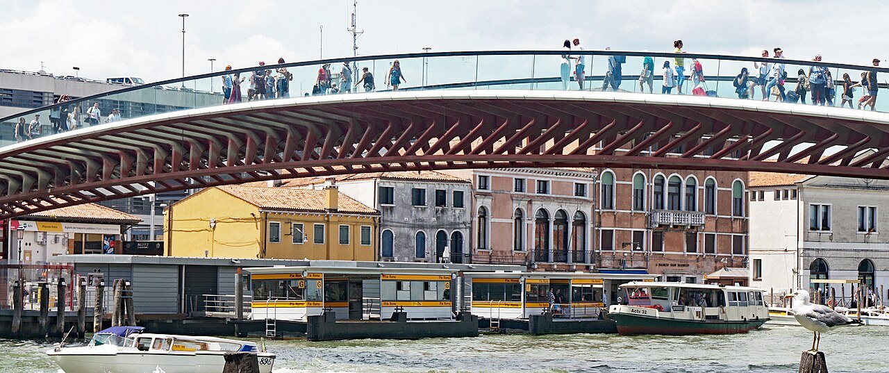 The water-bus landings at Piazzale Roma under the Costituzione bridge