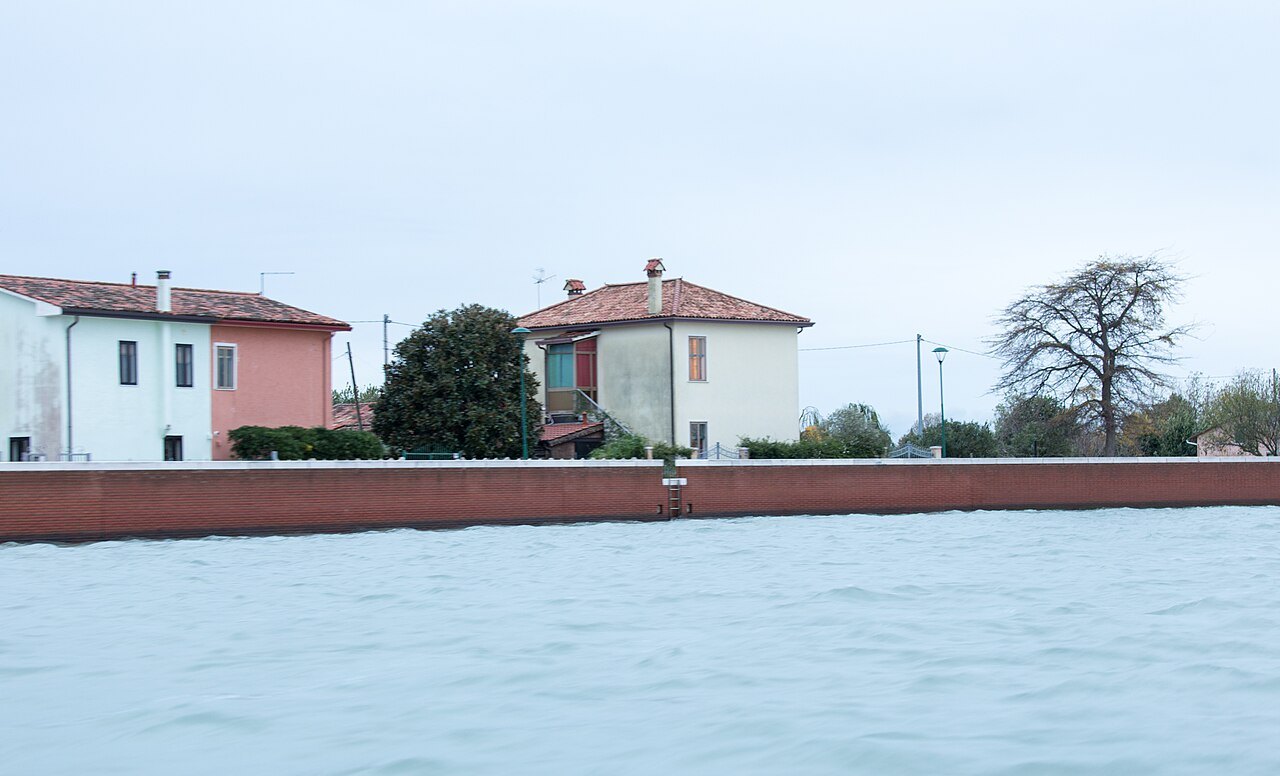 Houses behind the sea wall on Sant'Erasmo