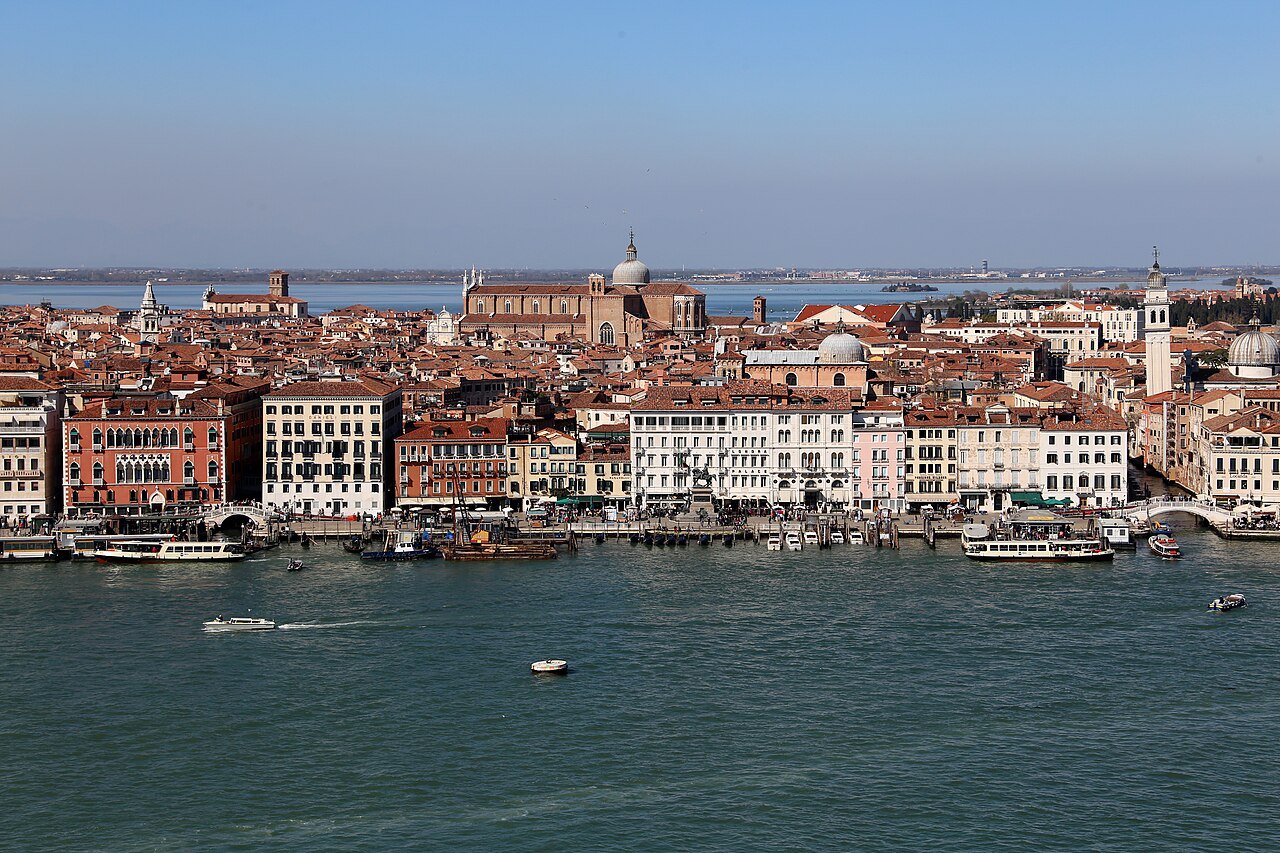 The city across the basin from the bell tower of San Giorgio Maggiore