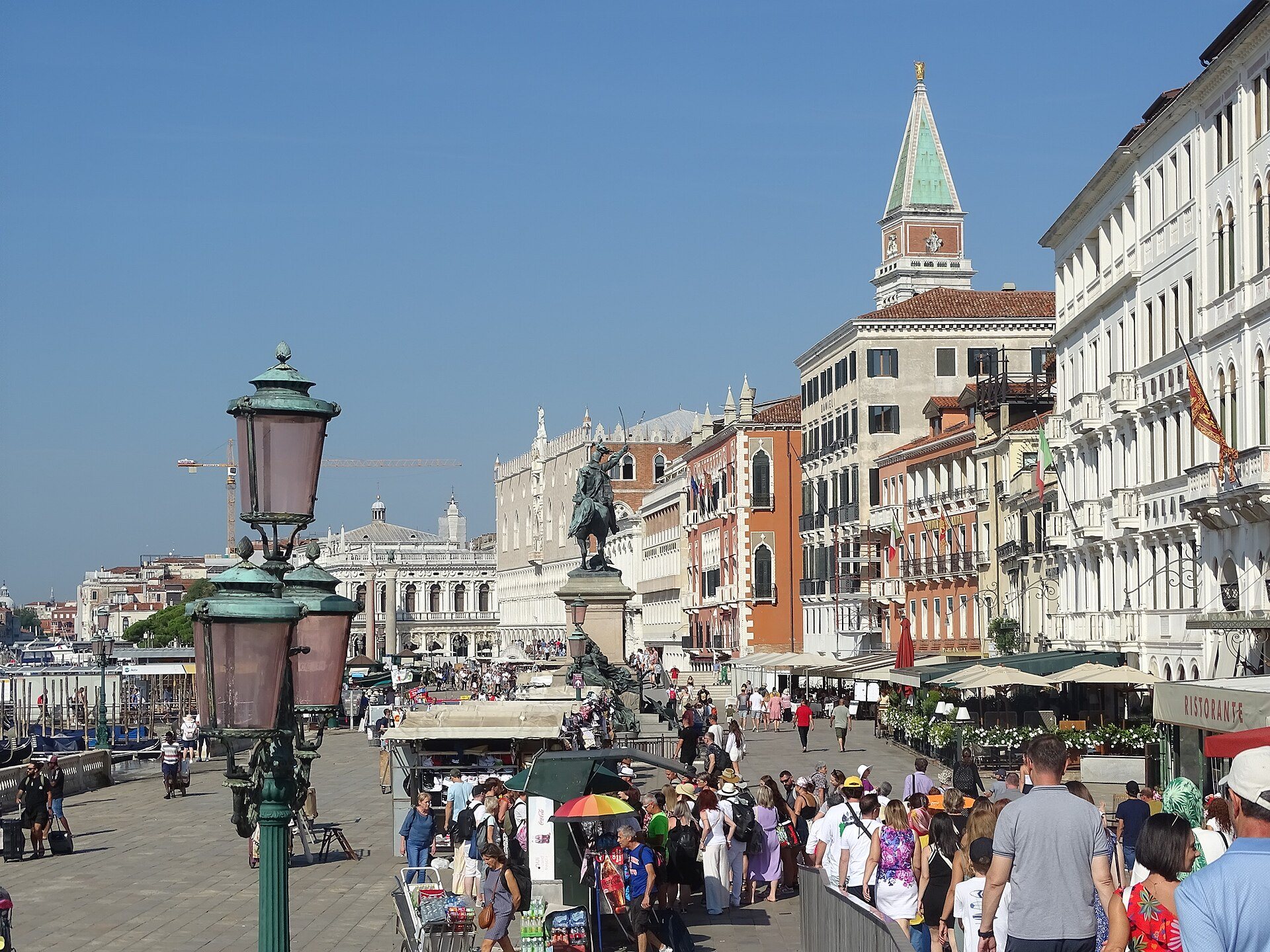 The Riva degli Schiavoni toward San Marco, busy with walkers