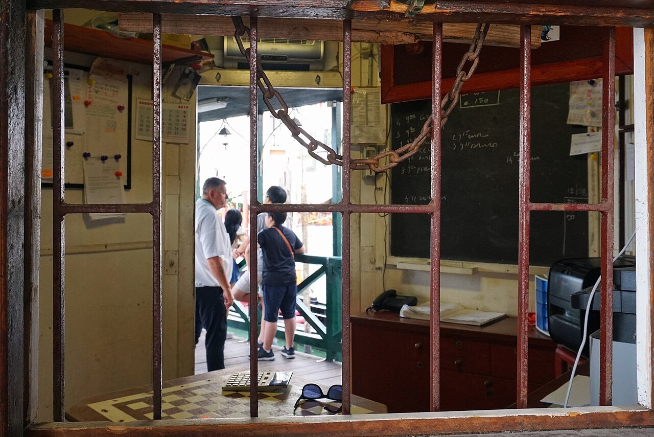 Inside the San Marco water-bus pontoon, passengers waiting
