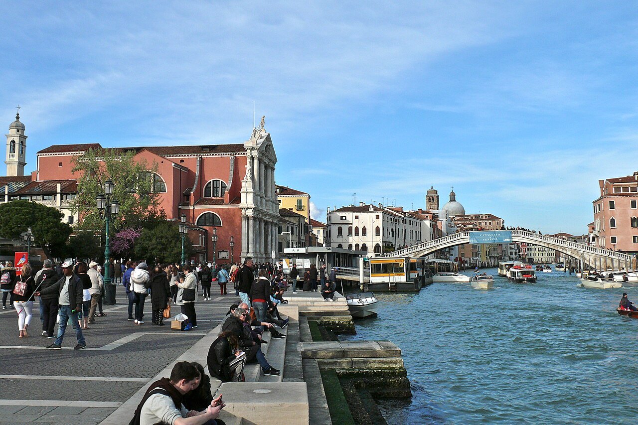 The Scalzi church and bridge on the Grand Canal by the station