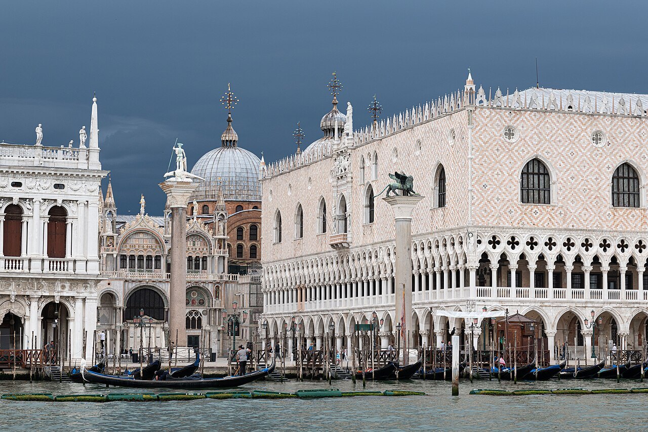 The Piazzetta, the Library and the Doge's Palace under a dark sky