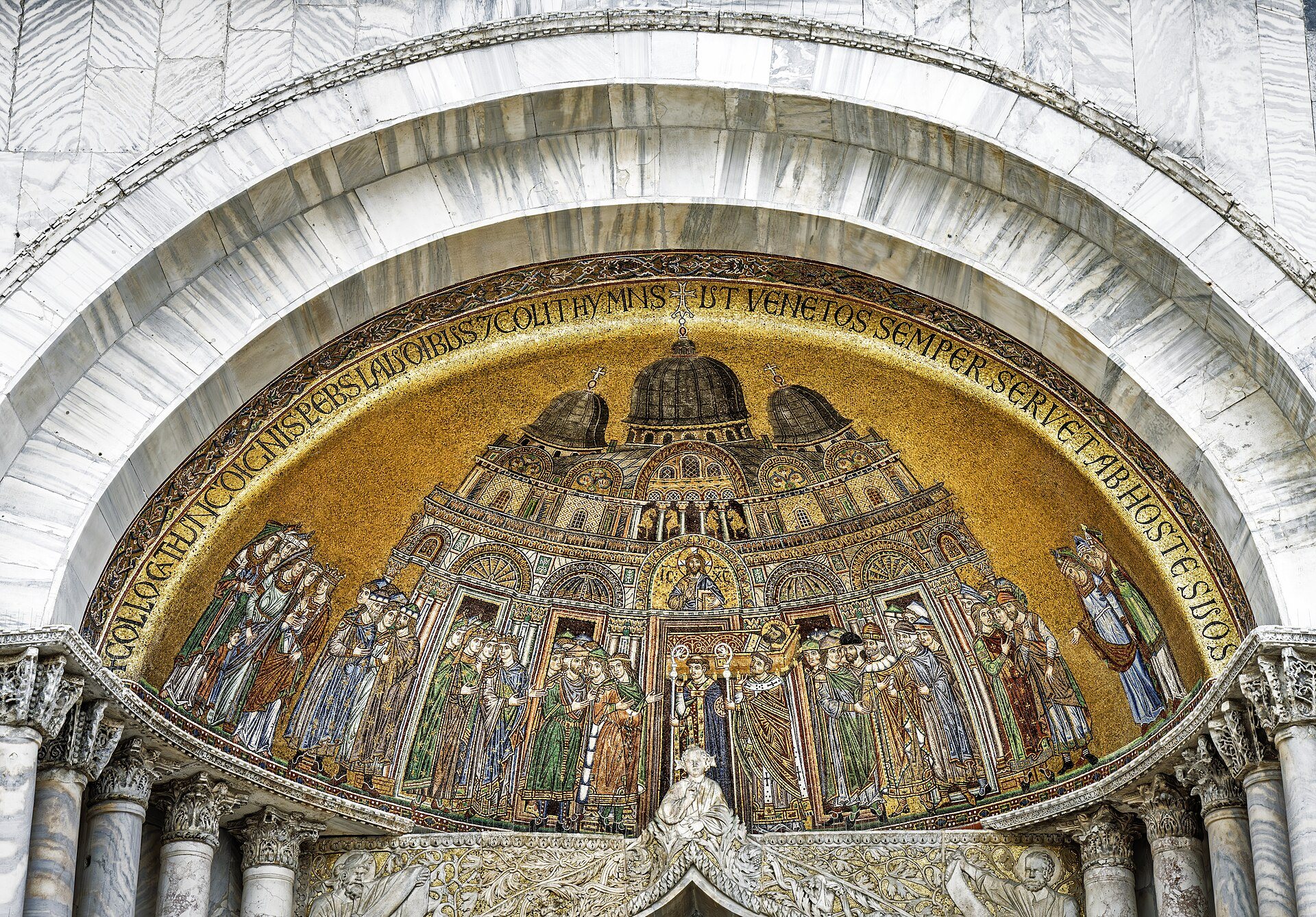 The mosaic lunette over the main portal of St Mark's