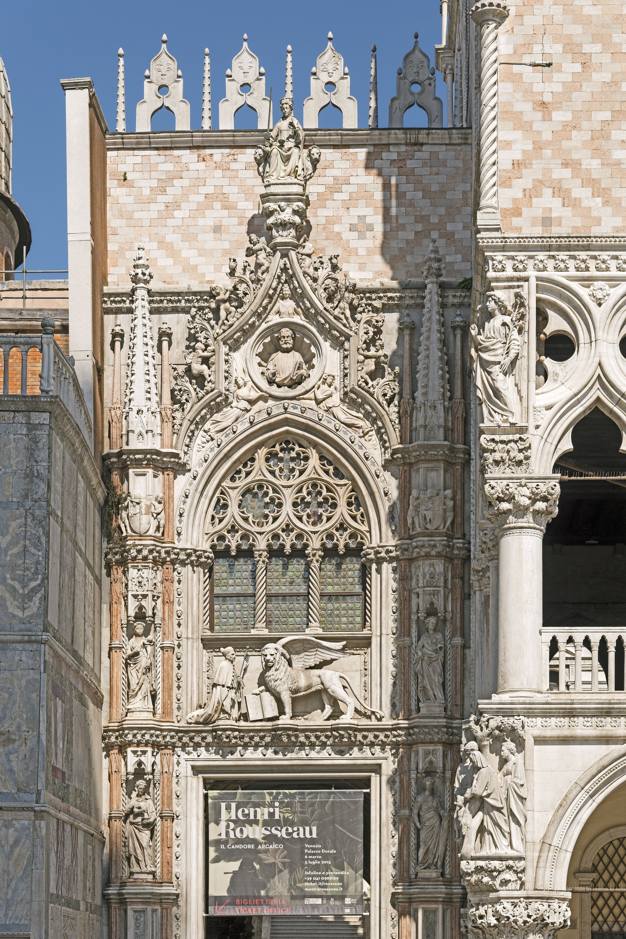 The Porta della Carta, the palace's carved Gothic gateway beside the basilica