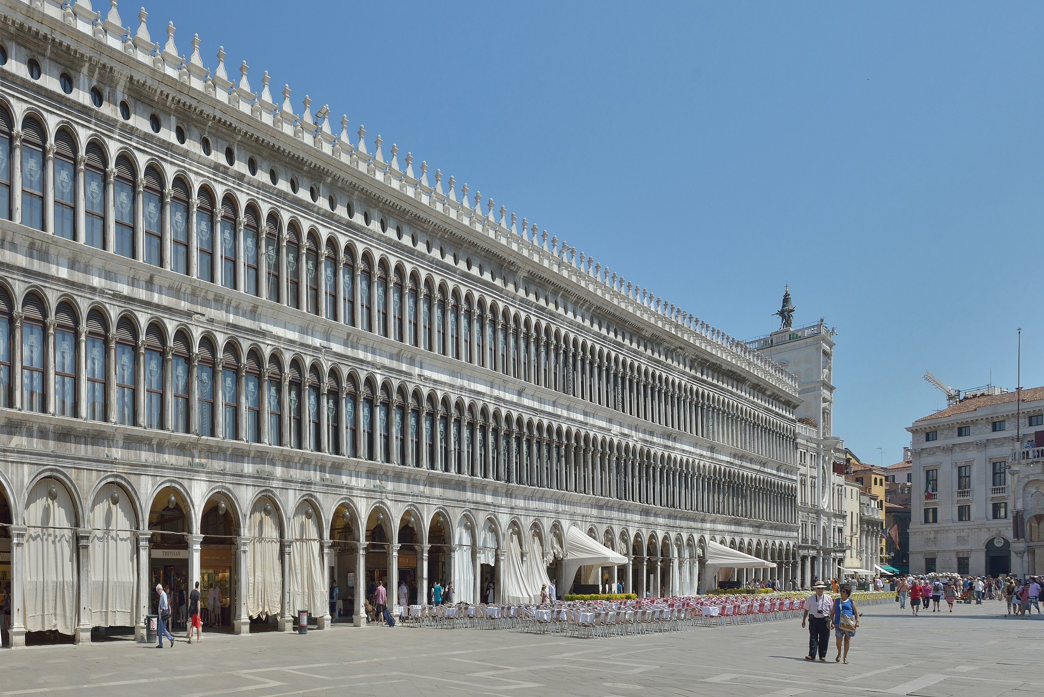 The Procuratie Vecchie, the arcade running the length of the north side of the square